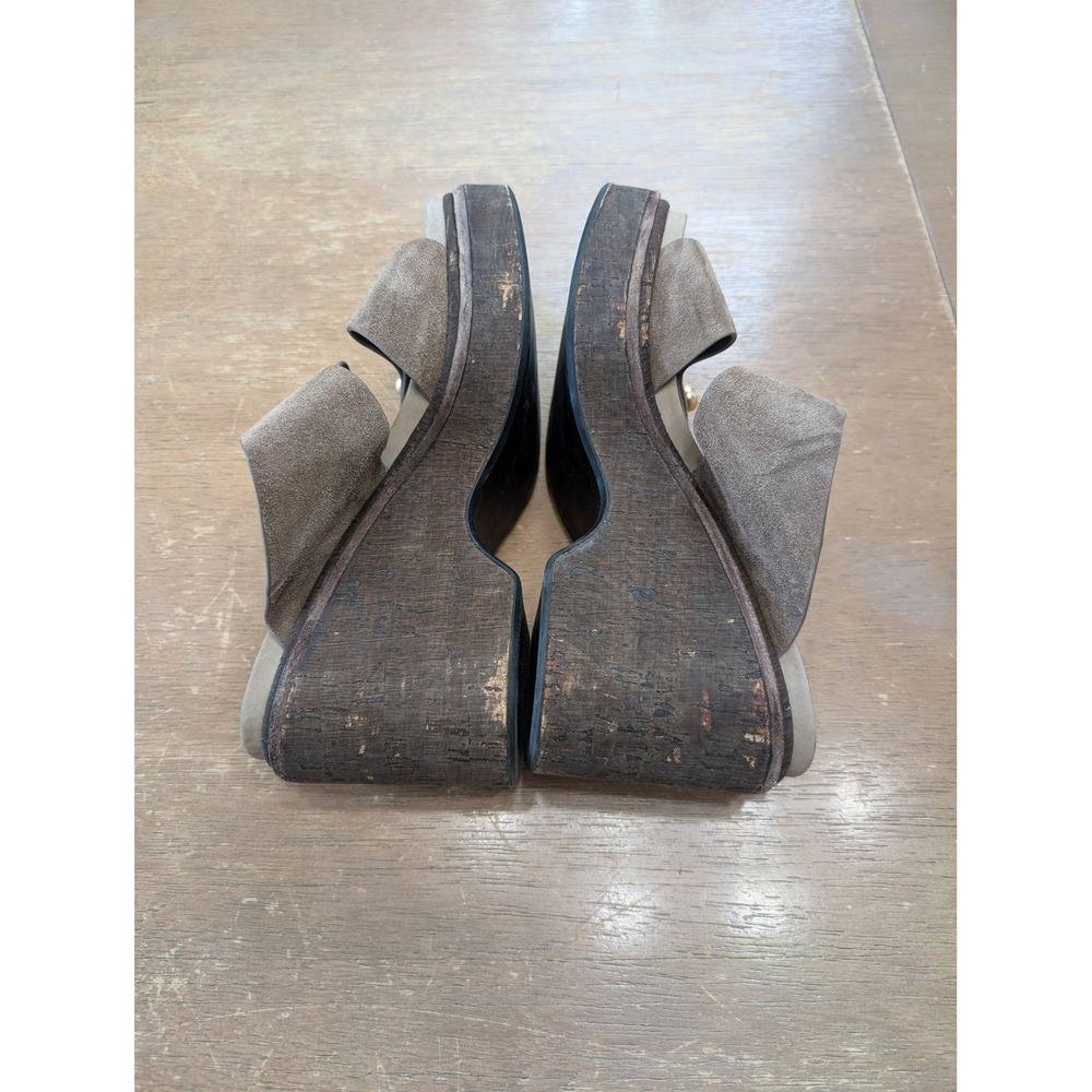 Rag & Bone Sommer Suede Wedge Slide Sandals Taupe Gold Studs Women's 40 platform - Picture 8 of 11